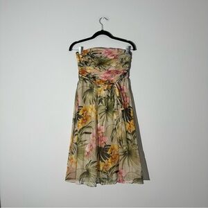 Tommy Bahama Barley African Orchid Strapless Silk Print Dress size 0